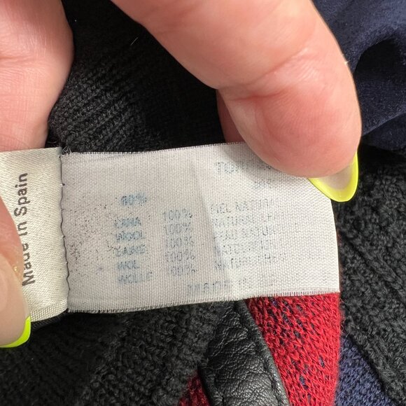 VTG Torras 100% virgin wool knit and leather men's pullover sweater size 42 / M - Picture 9 of 10